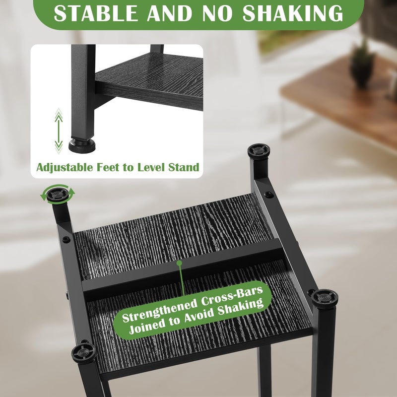 Dipion Tall Plant Stand Indoor,31 Inch Plant Stands,2 Tier Metal Plant Stand with Heavy Duty Wood,Black - Image 3