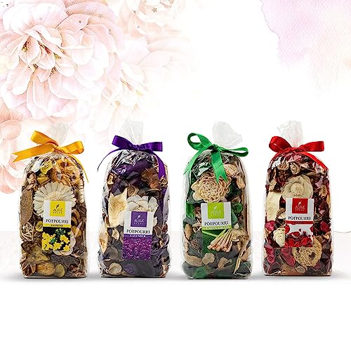 Aura Decor Premium Potpourri Flowers Home Fragrance Pack of 4 (150 gm Each) (Rose) (Jasmine) (Lavender)(Lemongrass) - Image 1