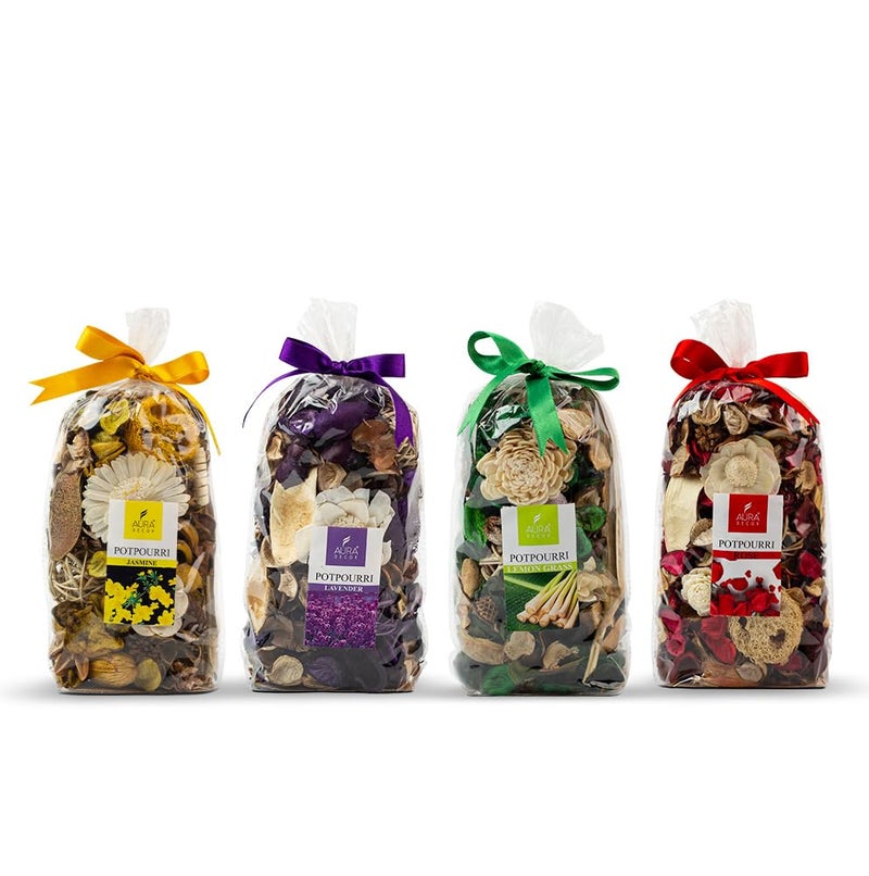 Aura Decor Premium Potpourri Flowers Home Fragrance Pack of 4 (150 gm Each) (Rose) (Jasmine) (Lavender)(Lemongrass) - Image 2