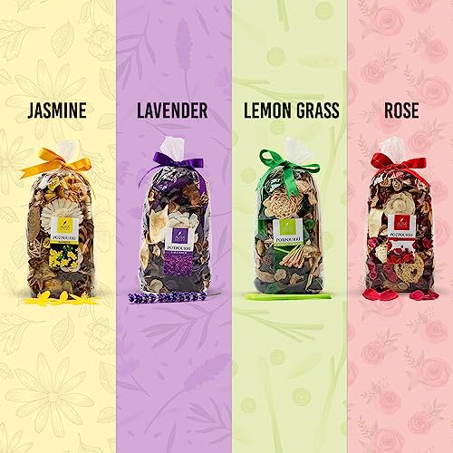 Aura Decor Premium Potpourri Flowers Home Fragrance Pack of 4 (150 gm Each) (Rose) (Jasmine) (Lavender)(Lemongrass) - Image 5