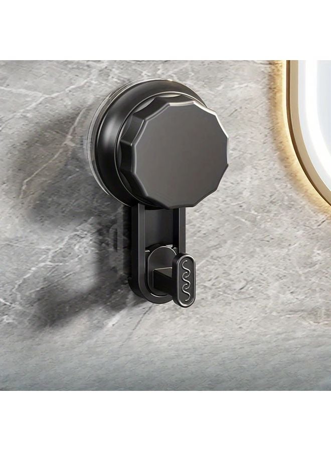 خطاف شفط أسود مفرد بحامل منشفة خطافات لاصقة متينة لأبواب حمام الزجاجية في الحمام - Image 1