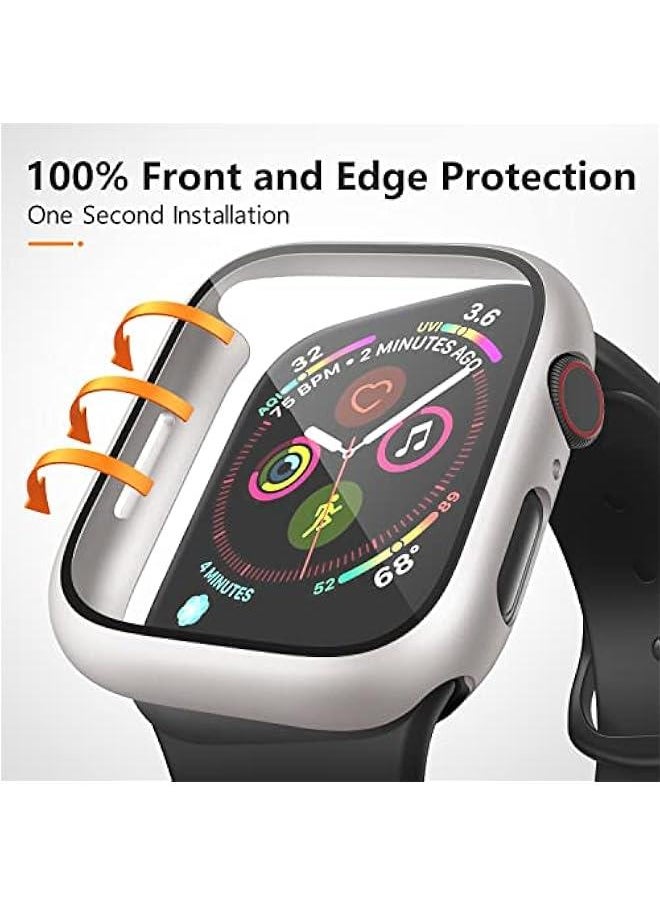 OCTOBER - 3 Pack Case for Apple Watch Series 10 42mm Hard PC Case with Tempered Glass Screen Protector Waterproof Anti-Scratch Ultra-Thin Protective Cover for iWatch, Black/Rose Gold/Starlight - Image 1