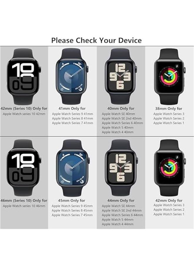 OCTOBER - 3 Pack Case for Apple Watch Series 10 42mm Hard PC Case with Tempered Glass Screen Protector Waterproof Anti-Scratch Ultra-Thin Protective Cover for iWatch, Black/Rose Gold/Starlight - Image 1
