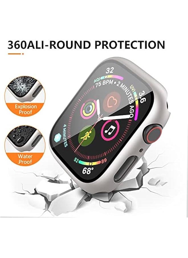 OCTOBER - 3 Pack Case for Apple Watch Series 10 42mm Hard PC Case with Tempered Glass Screen Protector Waterproof Anti-Scratch Ultra-Thin Protective Cover for iWatch, Black/Rose Gold/Starlight - Image 1