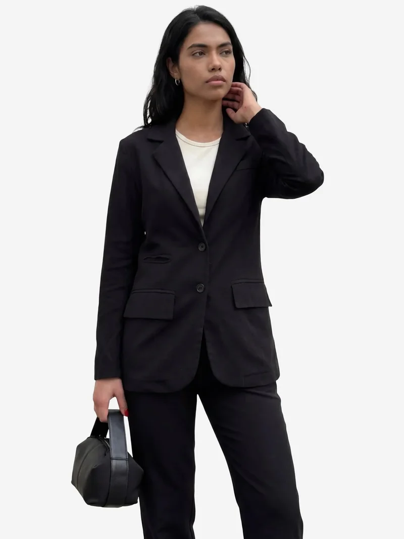 MY FASHION Black MY FASHION Buttoned Jacket Collar Two-Piece Set for Women | Best Price UAE