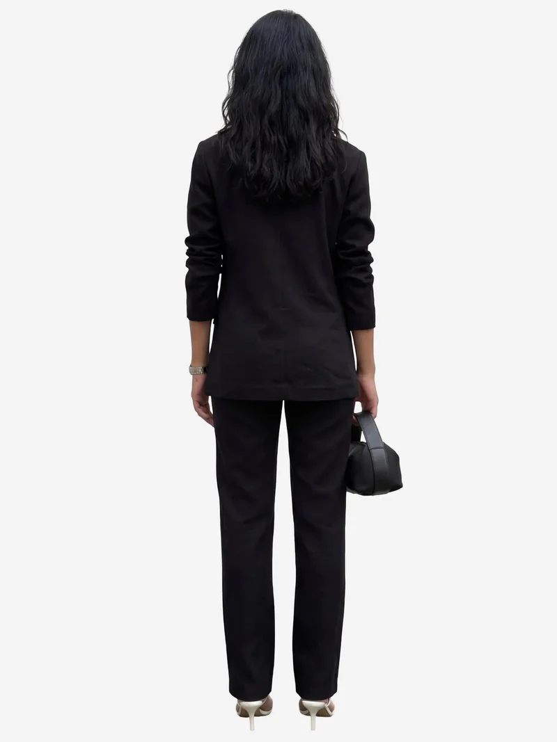 MY FASHION Black MY FASHION Buttoned Jacket Collar Two-Piece Set for Women | Best Price UAE
