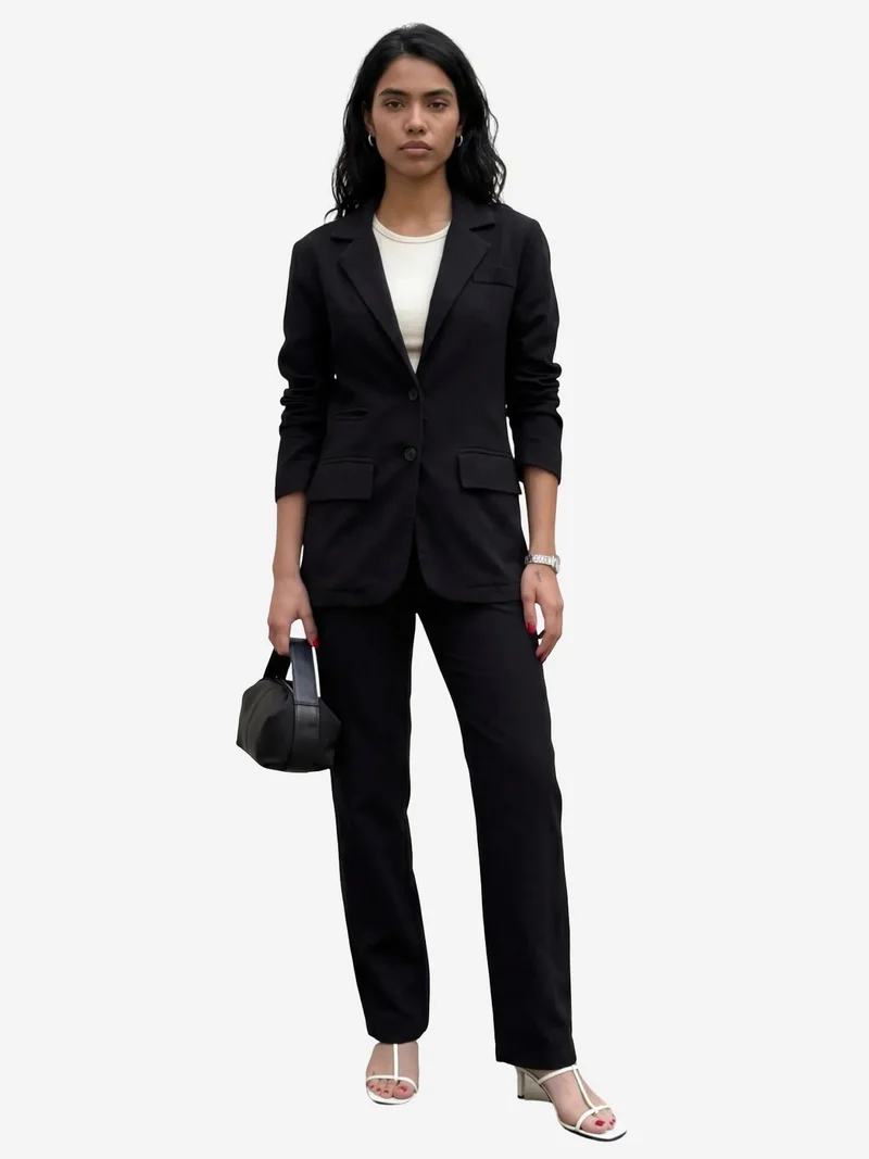 MY FASHION Buttoned Jacket Collar Two-Piece Set