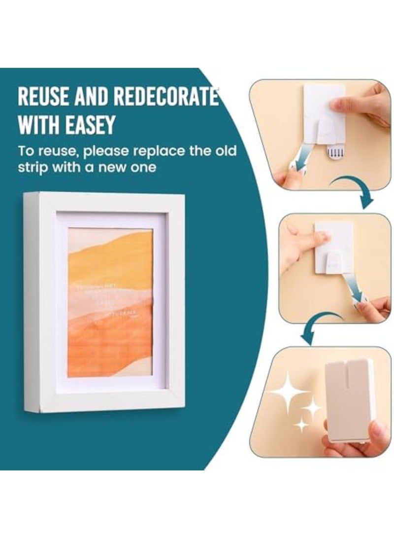 SYOSI Picture Hangers 4 Pack – Adhesive Picture Hanging Hooks Without Nails, No Damage Sawtooth Hangers, Art Hanger Hooks for Bathroom, Kitchen, Home, Door, Closet, White - Image 5