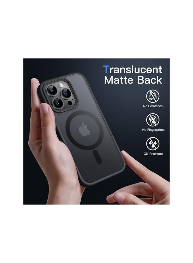 JETech Magnetic Case for iPhone 14 Pro Max 6.7-Inch Compatible with MagSafe, Translucent Matte Back Slim Shockproof Phone Cover (Black) - Image 3