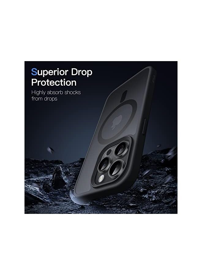 JETech Magnetic Case for iPhone 14 Pro Max 6.7-Inch Compatible with MagSafe, Translucent Matte Back Slim Shockproof Phone Cover (Black) - Image 4