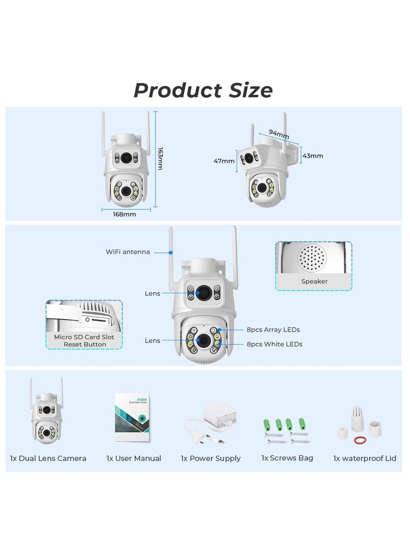 AROAQ 8MP 4K PTZ IP Camera Dual-Lens Human Detect CCTV Security Camera Night Vision Outdoor Wifi Surveillance Camera - Image 4