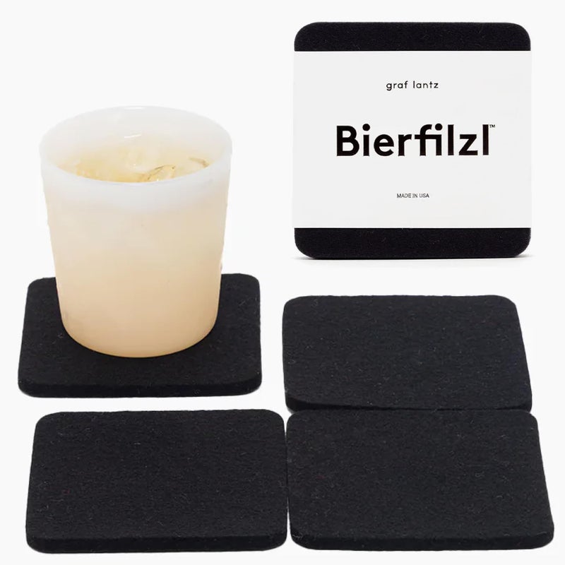 Graf Lantz - Bierfilzl Felt Coasters - Square - 100 ٪ Merino Wool - الرطوبة الفتل - مقاومة للحرارة - مستدامة - ديكور منزلي - أوتصات - هدية Housewarming - 4 Coaster Set - 4 "× 4" × 5 مم - أسود - أسود - Image 1