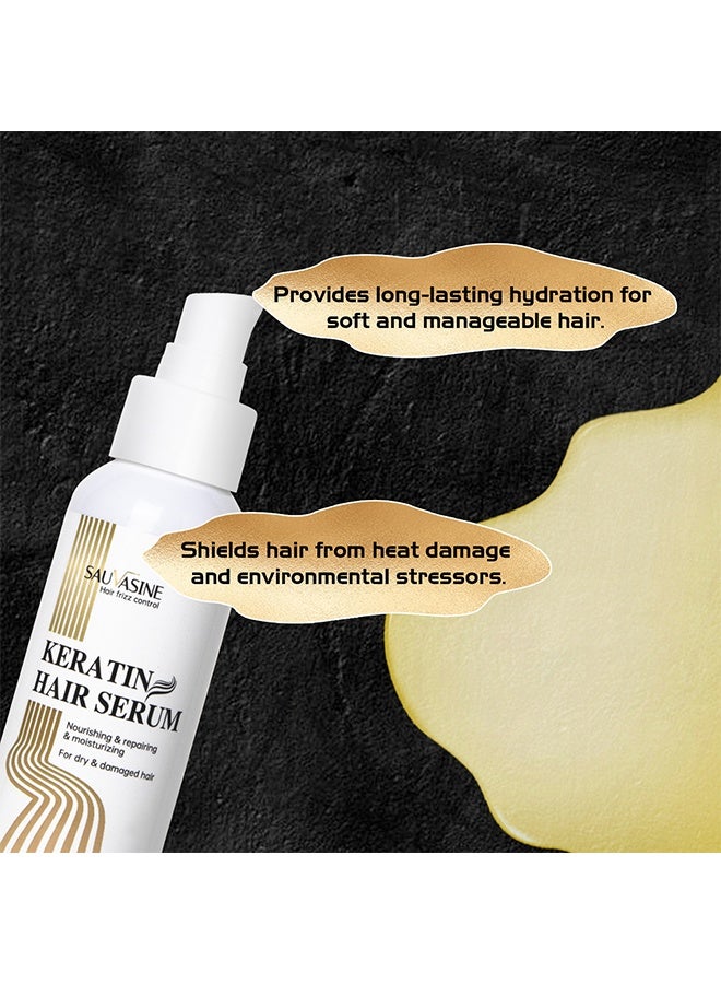 SAUVASINE Keratin Hair Serum，Hair Repair Oil for Frizzy Dry Damaged Hair,Hair Repair Treatment For Soft Shiny Hair.Nourishing,Moisturizing,Smoothening,Frizz Control,Split End Treatment Serum 100ml - Image 5
