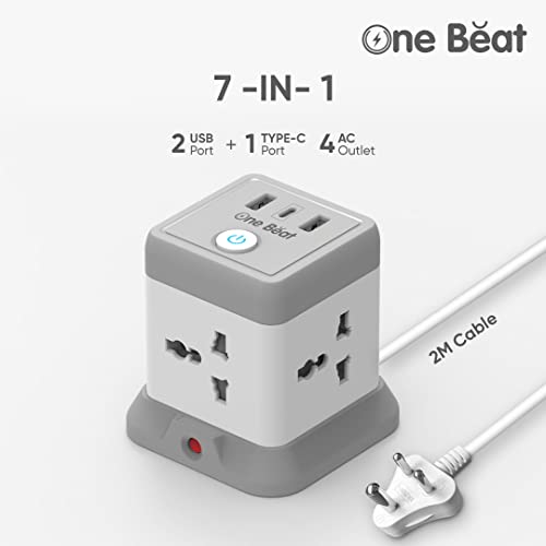 One Beat Cube Extension Boards with Universal Sockets and USB Charging Ports with Indicator Plug Socket (Cube 4 Socket + 2 USB + 1 Type C) - Image 5