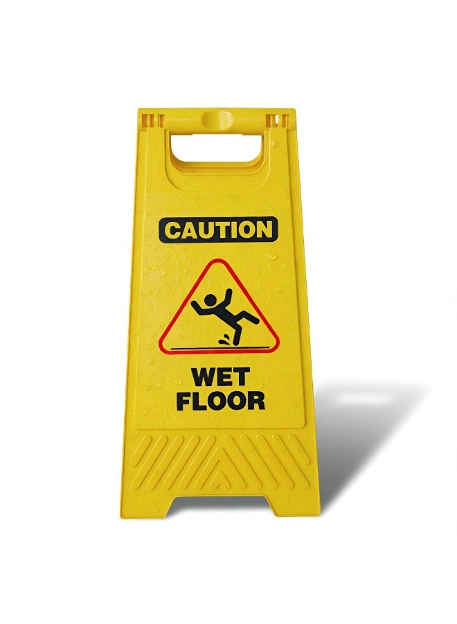 TrustMate Wet Floor Caution Sign - 60×20×30 cm Yellow Foldable Double-Sided Safety Warning for Offices, Malls & Restaurants - Image 1