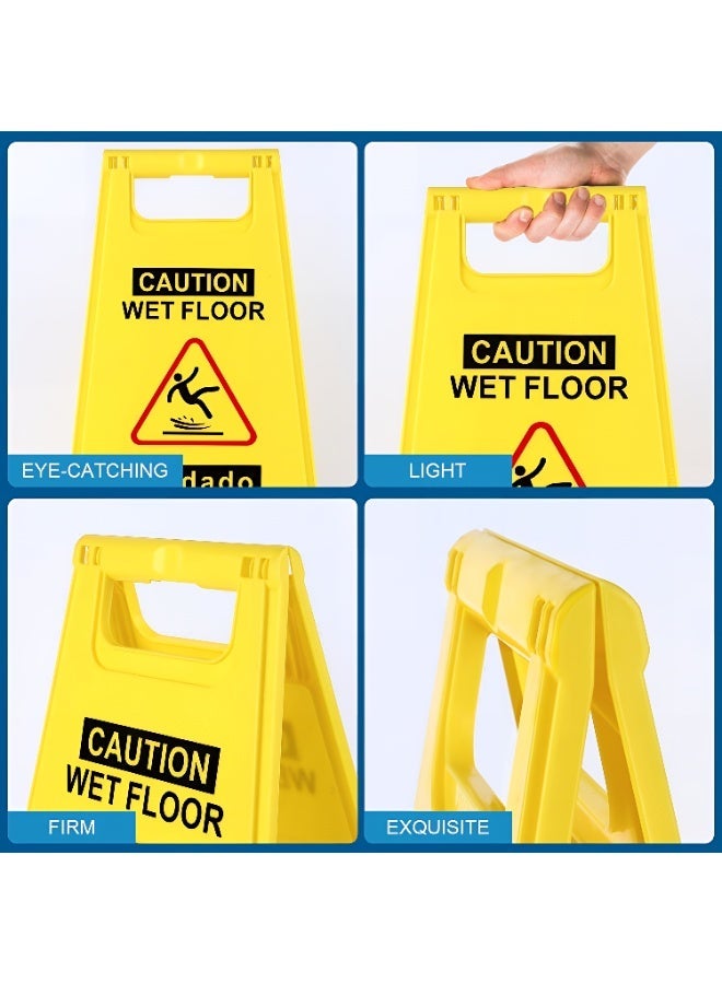 TrustMate Wet Floor Caution Sign - 60×20×30 cm Yellow Foldable Double-Sided Safety Warning for Offices, Malls & Restaurants - Image 2