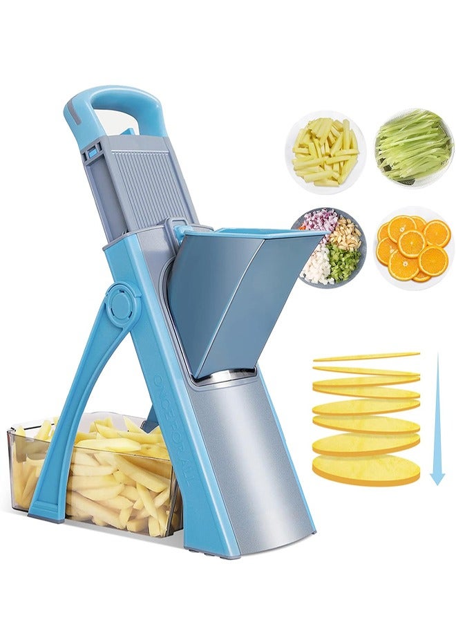 0 تي أوه وان تيك مقسم طريقة العرض بالإضافة إلى مقسم طريقة عرض البطاطس القابل للضبط، مقسم طريقة عرض طعام الخضروات، قاطع البطاطس، هدايا أدوات تقطيع المطبخ بسلطة الخضروات (أزرق) - Image 1