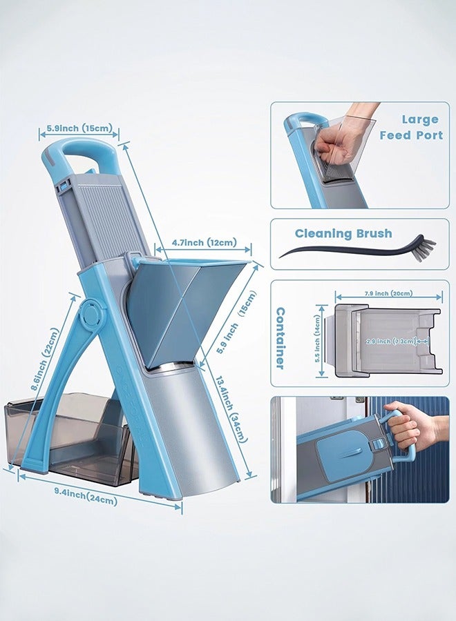 0 تي أوه وان تيك مقسم طريقة العرض بالإضافة إلى مقسم طريقة عرض البطاطس القابل للضبط، مقسم طريقة عرض طعام الخضروات، قاطع البطاطس، هدايا أدوات تقطيع المطبخ بسلطة الخضروات (أزرق) - Image 4