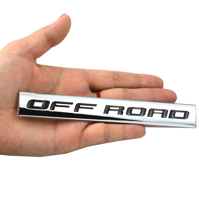 EmbRoom Chrome Finish Metal Emblem Off Road Badge (Black Letter) (Black) - Image 3