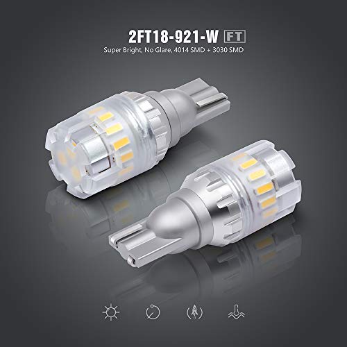 SIR IUS LED - FT- 921 922 579 LED Canbus Reverse Backup Trunk Light Bulb for Car Truck Super Bright High Power 3030+4014 SMD White 6500K Pack of 2 - Image 2