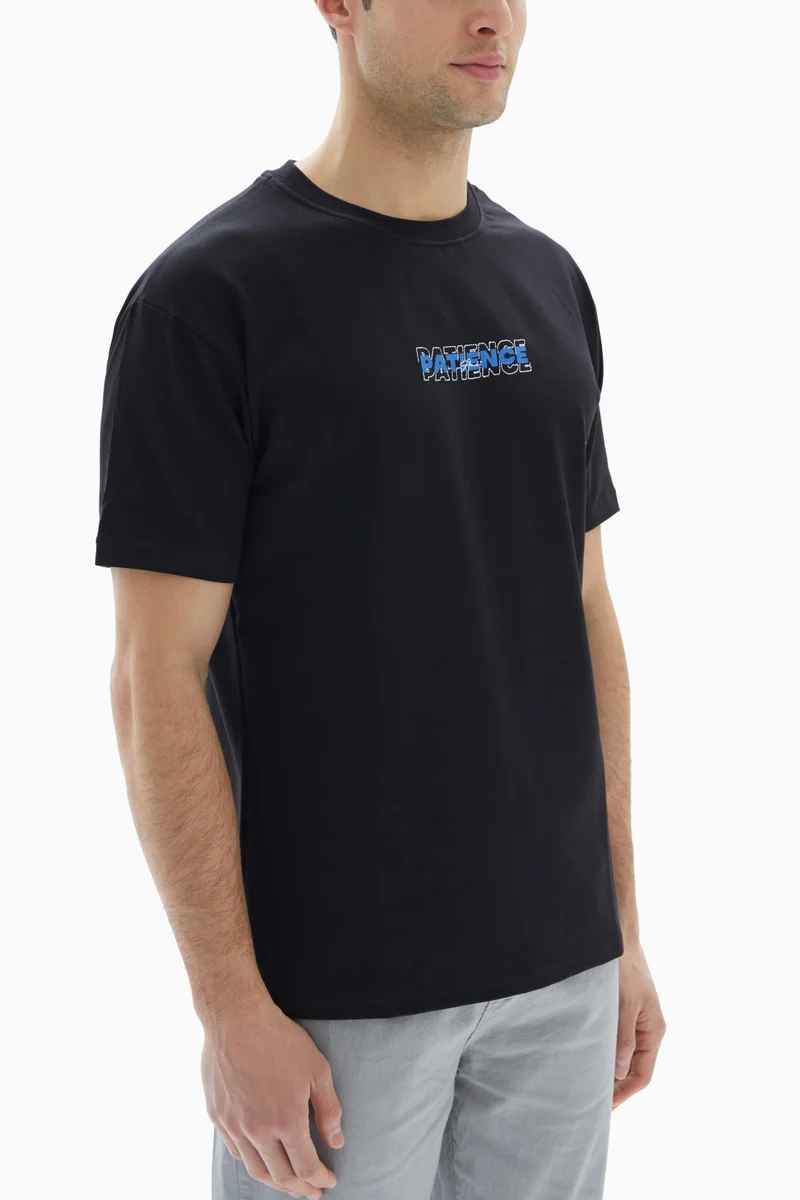Wecre8 Black "PATIENCE" Printed T-shirt By WECRE8