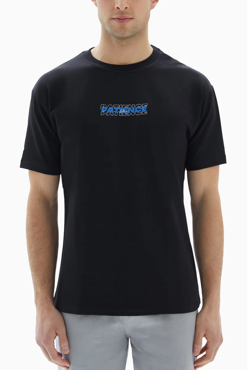Wecre8 Black "PATIENCE" Printed T-shirt By WECRE8