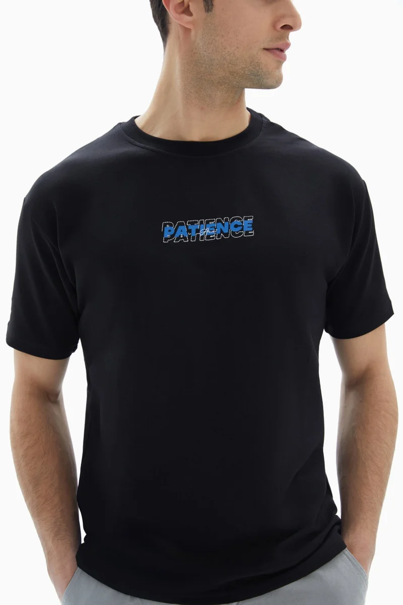 Wecre8 Black "PATIENCE" Printed T-shirt By WECRE8