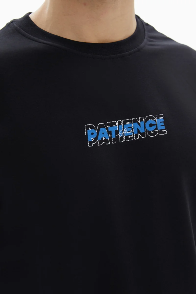 Wecre8 Black "PATIENCE" Printed T-shirt By WECRE8