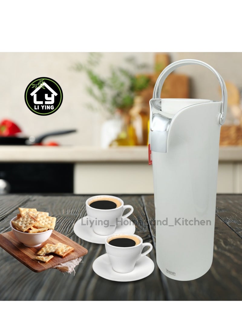 Liying 1Pcs Tea and Coffee Long Thermal | BPA Free & Glass Wall Insulated | Hot & Cold Drinks for 12 Hours (White) 1.9L Capacity  - Image 5