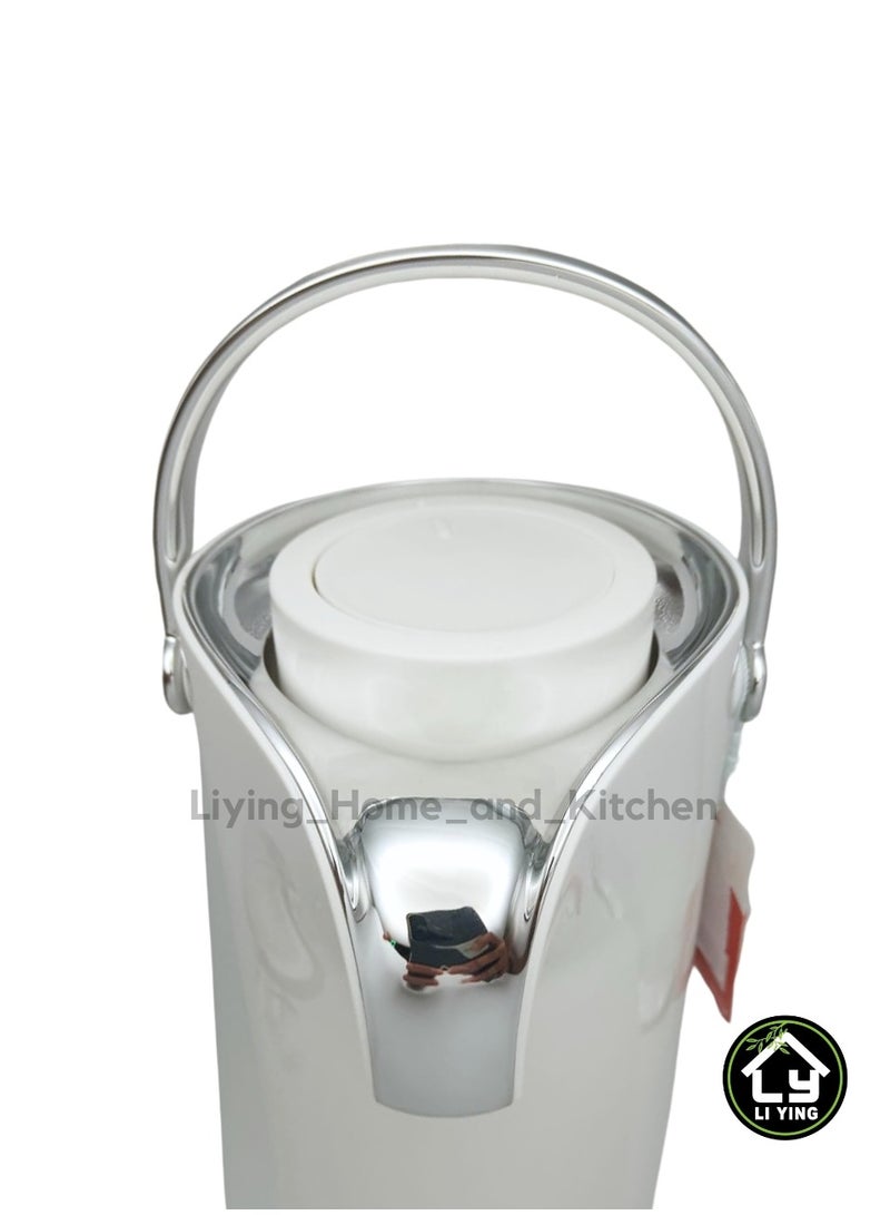 Liying 1Pcs Tea and Coffee Long Thermal | BPA Free & Glass Wall Insulated | Hot & Cold Drinks for 12 Hours (White) 1.9L Capacity  - Image 3