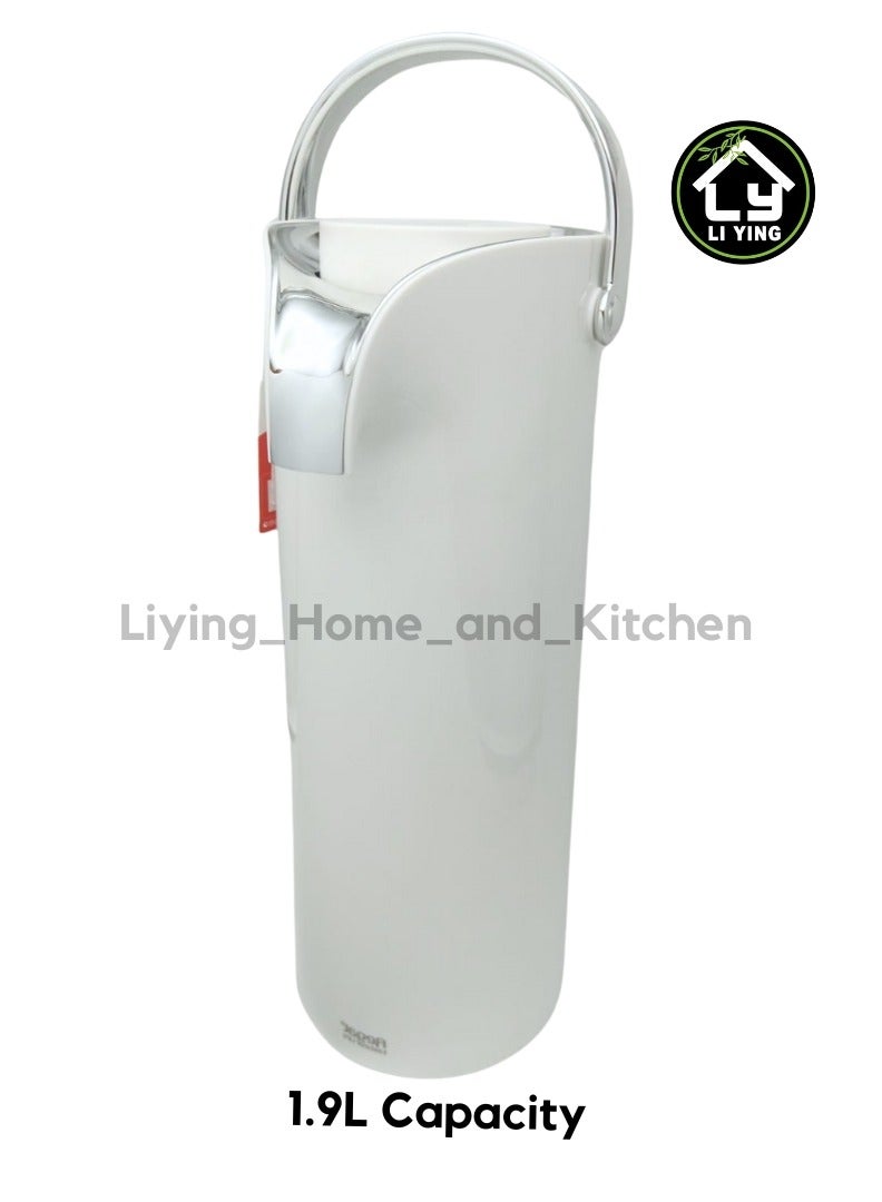 Liying 1Pcs Tea and Coffee Long Thermal | BPA Free & Glass Wall Insulated | Hot & Cold Drinks for 12 Hours (White) 1.9L Capacity  - Image 2