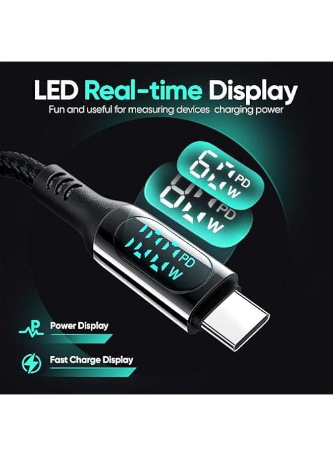 Generic USB C Cable (6.6ft, 2-Pack), DC01 LED Display 100W/5A PD Fast Charging USB C to USB C Cable, Black Braided Type-C Charger Cord for iPhone 15 Pro Max, iPad, MacBook Air/Pro, Samsung S23, Switch  - Image 3
