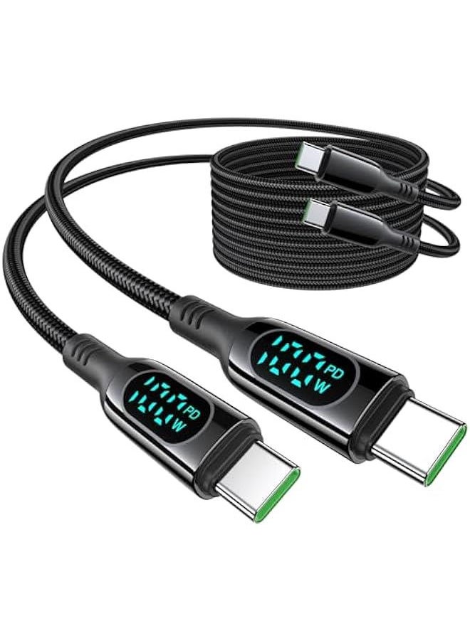 Generic USB C Cable (6.6ft, 2-Pack), DC01 LED Display 100W/5A PD Fast Charging USB C to USB C Cable, Black Braided Type-C Charger Cord for iPhone 15 Pro Max, iPad, MacBook Air/Pro, Samsung S23, Switch  - Image 1