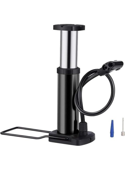 منفاخ الدراجة المحمول ذات الضغط العالي مضخة هواء القدم مع إبرة قياس الضغط الإضافي مضخة خفيفة الوزن للدراجات النارية والسيارات والدراجات وكرة القدم والبالونات والسكوتر بدون عداد ( متعدد الألوان )