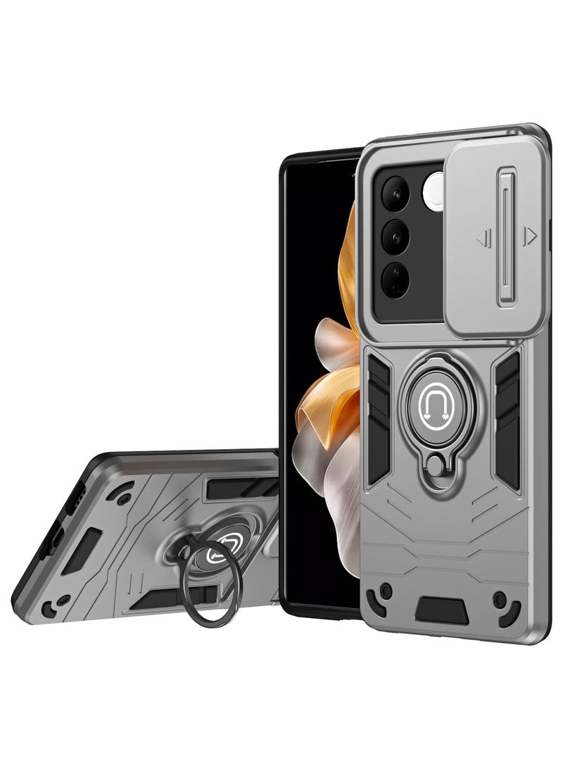 GOLDEN MASK GOLDEN MASK For Vivo V27 Armored Window Bracket Camera Shield Cover Camera Lend Protection With Ringe (Grey)  - Image 1