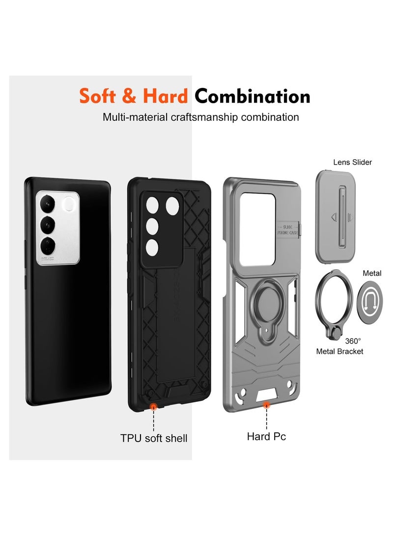 GOLDEN MASK GOLDEN MASK For Vivo V27 Armored Window Bracket Camera Shield Cover Camera Lend Protection With Ringe (Grey)  - Image 3