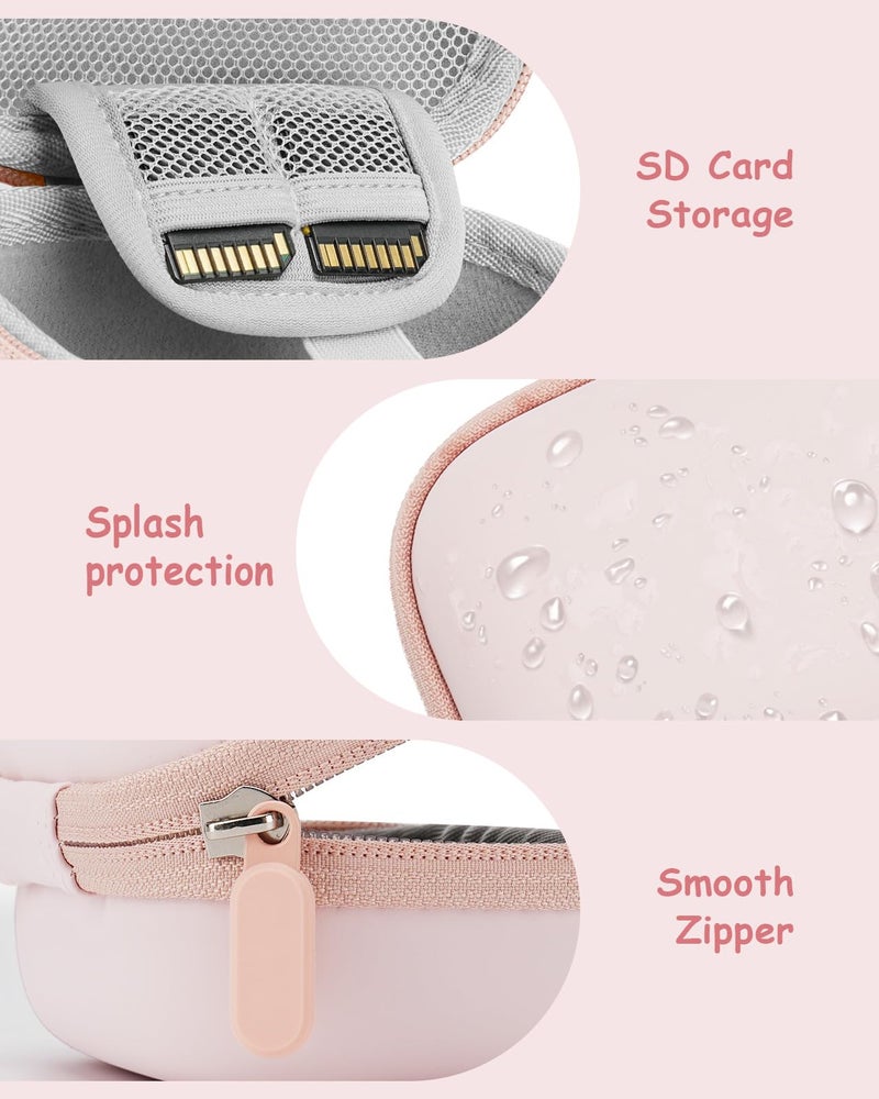 SQERO Camera Case for Digital Camera CAMKORY DC403 FHD 1080P/ KODAK PIXPRO FZ55/ FZ45/ STUOGYUM DC402-AF, SD Card Storage Travel Carry Cute Case Bag Small (Pink) - Image 3