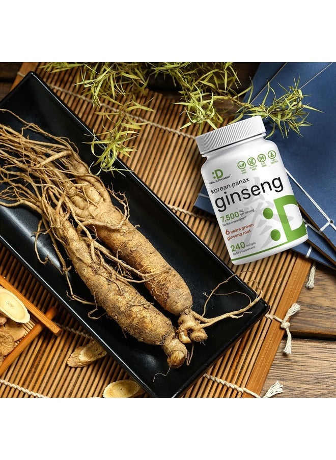 DEAL SUPPLEMENT - Korean Red Panax Ginseng Root Extract, 7,500mg Per Serving, 240 Softgels – 150mg Active Ginsenosides, 5:1 Max Strength Extract – Energy & Immune Health Supplement – Non-GMO - Image 1