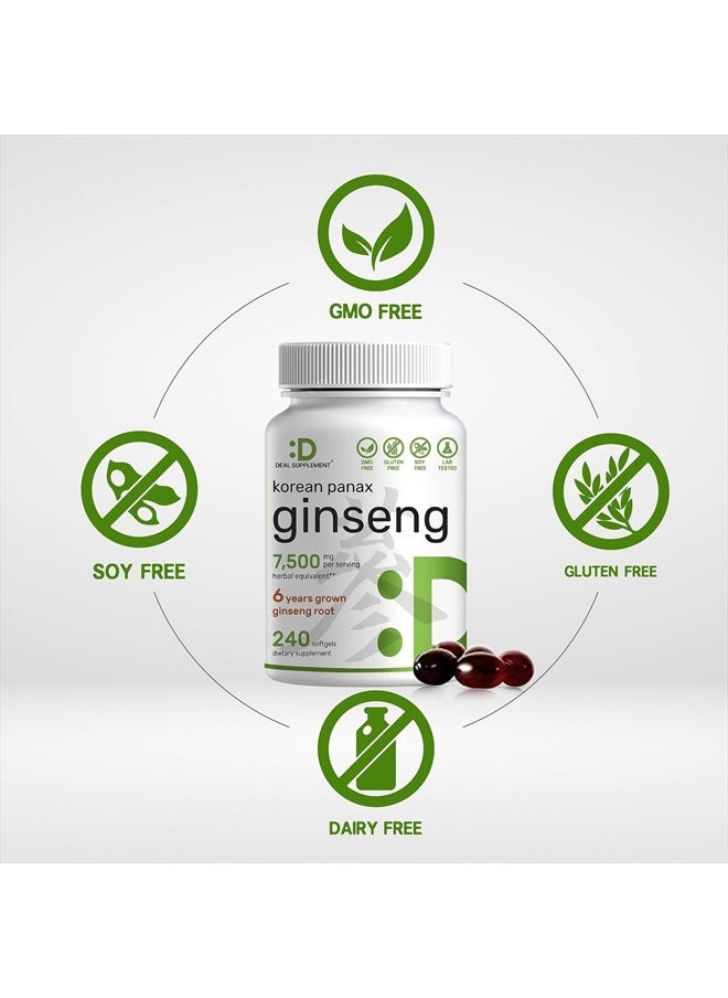 DEAL SUPPLEMENT Korean Red Panax Ginseng Root Extract, 7,500mg Per Serving, 240 Softgels – 150mg Active Ginsenosides, 5:1 Max Strength Extract – Energy & Immune Health Supplement – Non-GMO  - Image 3