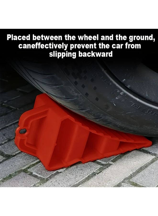 Red Wheel Chocks Heavy Duty Tire Chocks with Handle for Car RV Camper Truck Trailer 1pc - Image 4
