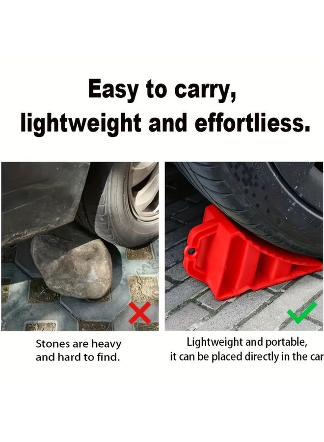 Red Wheel Chocks Heavy Duty Tire Chocks with Handle for Car RV Camper Truck Trailer 1pc - Image 5