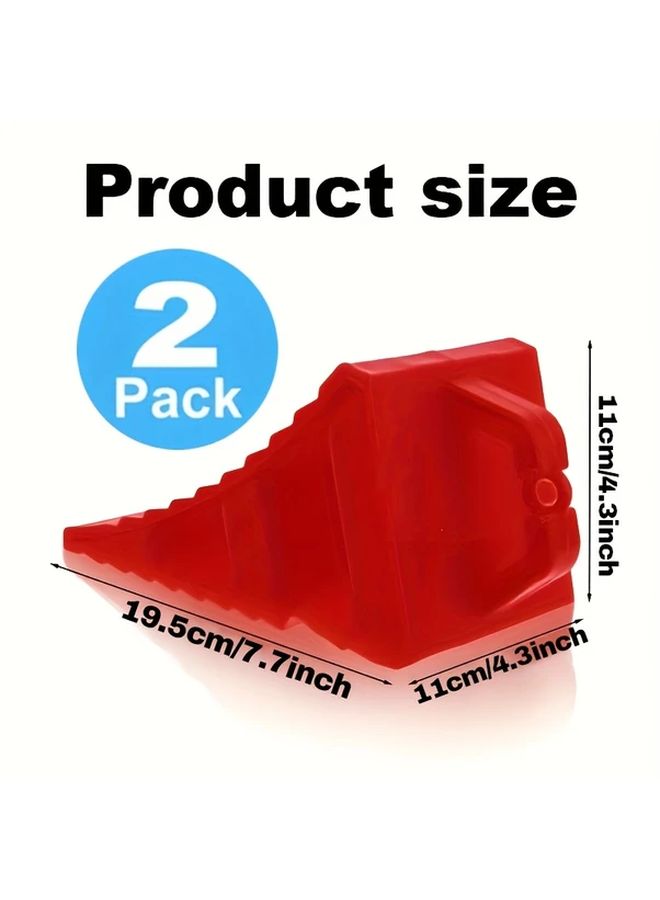 Red Wheel Chocks Heavy Duty Tire Chocks with Handle for Car RV Camper Truck Trailer 1pc - Image 2