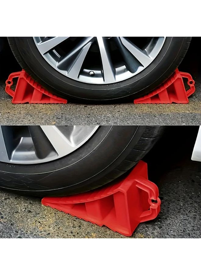 Red Wheel Chocks Heavy Duty Tire Chocks with Handle for Car RV Camper Truck Trailer 1pc - Image 3