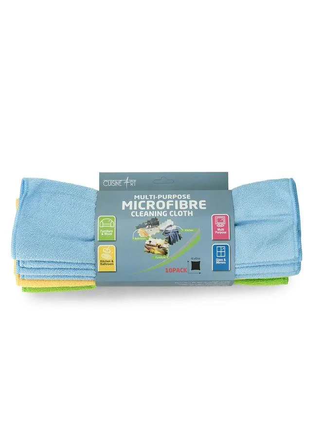 كويزين أرت طقم من 10 قطع قماش تنظيف ميكروفايبر 40*40 سم