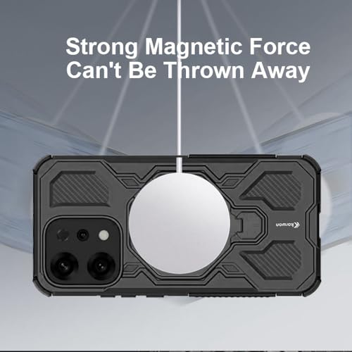 KARWAN Tough Shockproof Armor Back Case Cover Compatible with Oppo Reno 14 Pro with 360 Degree Rotation Magnetic Attraction Ring, Holder Heavy Duty Rugged Cover with MagEaze Wireless Charging (Black) - Image 4