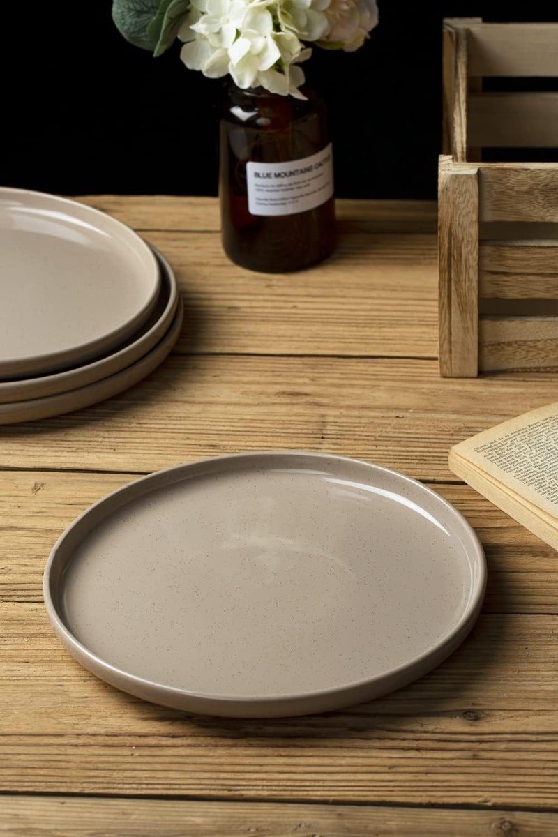 famiware Milkyway Dinner Plate Set - 10.25 Inch, Scratch Resistant Stoneware, Cinnamon Brown - Image 3