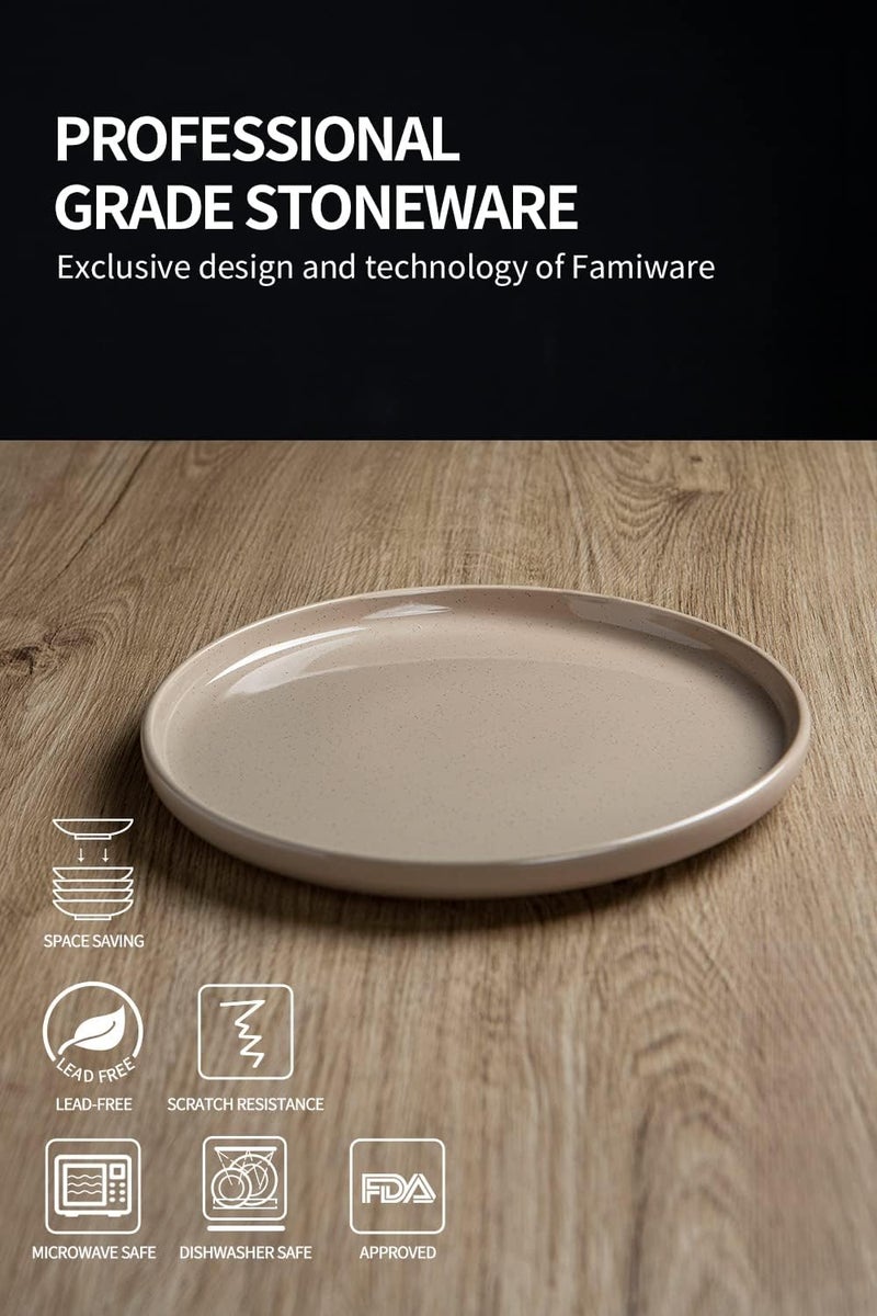 famiware Milkyway Dinner Plate Set - 10.25 Inch, Scratch Resistant Stoneware, Cinnamon Brown - Image 4