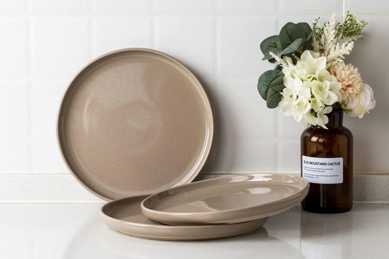 famiware Milkyway Dinner Plate Set - 10.25 Inch, Scratch Resistant Stoneware, Cinnamon Brown - Image 2