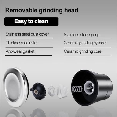 MOBDESK Stainless Steel Salt and Pepper Grinder with Adjustable Coarseness with 5 Grinding Level Black Pepper Mill Grinder Shaker Stainless Steel Lid Adjustable Coarseness- Glass Material-521 - Image 4