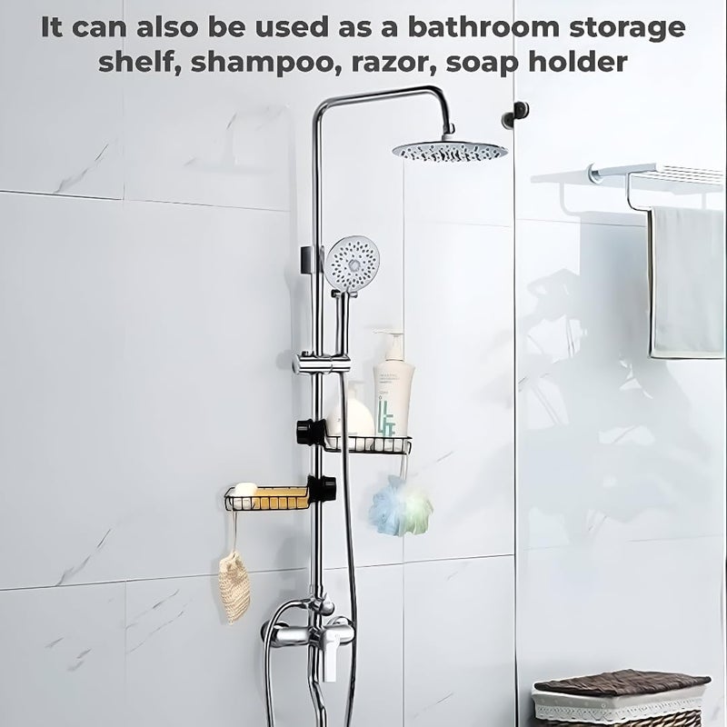MEETO Stainless Steel Sink Caddy Organizer, Tap Organiser Clip Storage Rack Practical Home Kitchen Drain Rack with Towel Holder for Soap- Pack of 1 - Image 4